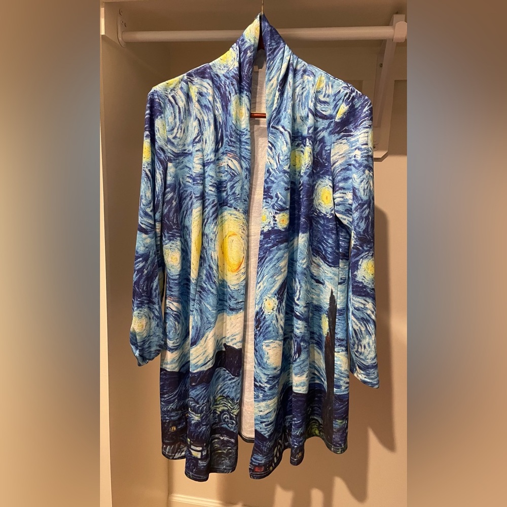 Artsy Starry Night Patterned Kimono